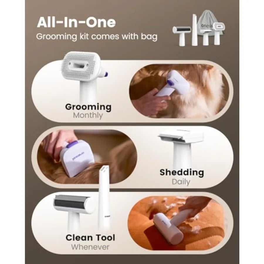 Dog Grooming Vacuum Kit – 15000Pa Pet Hair Grooming System with Shedding Brush, Low-Noise Suction & 1.5L Dust Cup for Thick Coats and Undercoats
