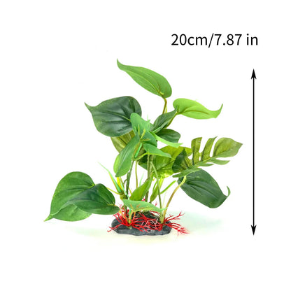 Artificial Aquarium Plant with Large Green Leaves – Realistic Fish Tank Decoration for Freshwater & Tropical Aquariums